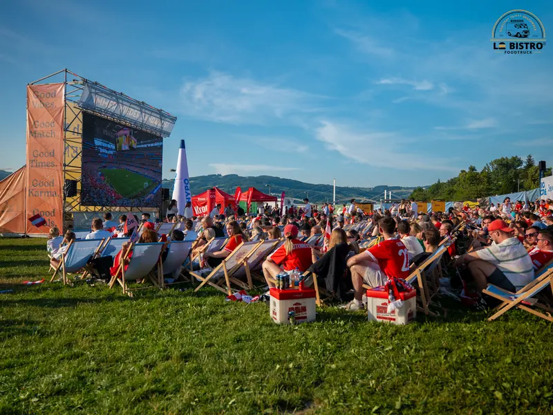 Leinwand und Publikum, Public Viewing Sandburg Linz
